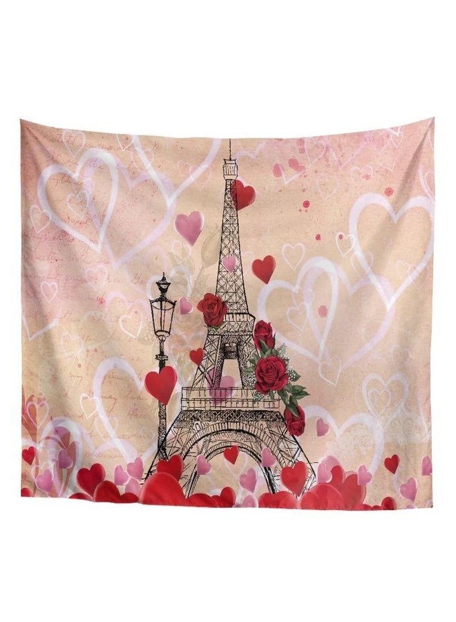 GLENLCWE Valentines Day Eiffel Tower Tapestries 36x24 Inch Small Wall Hanging Tapestry Rectangular Polyester Fabric Home Decor - Image 1